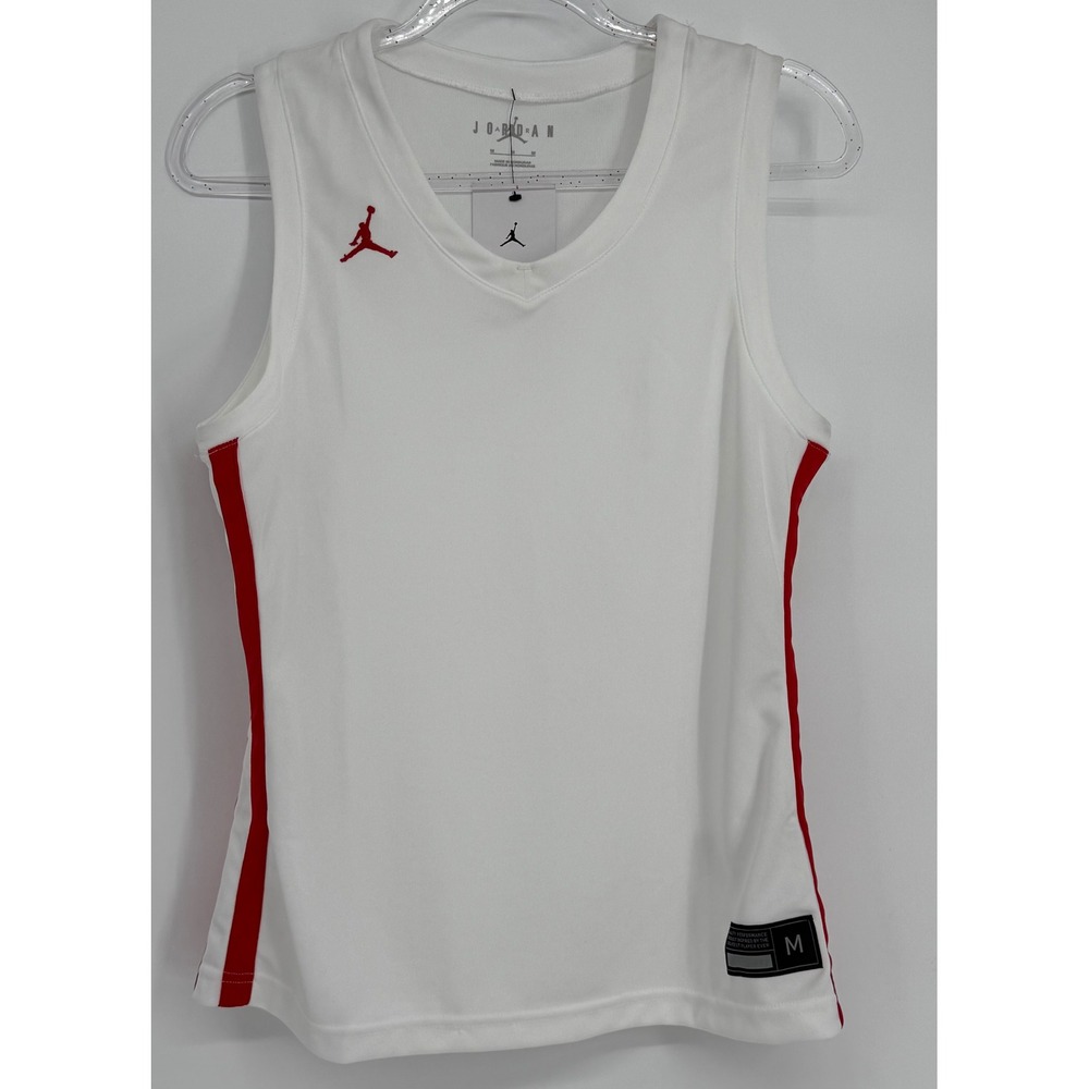 Jordan Womens Basketball Jersey White Red Jumpman Tank Top Sz M NEW Orig. $47